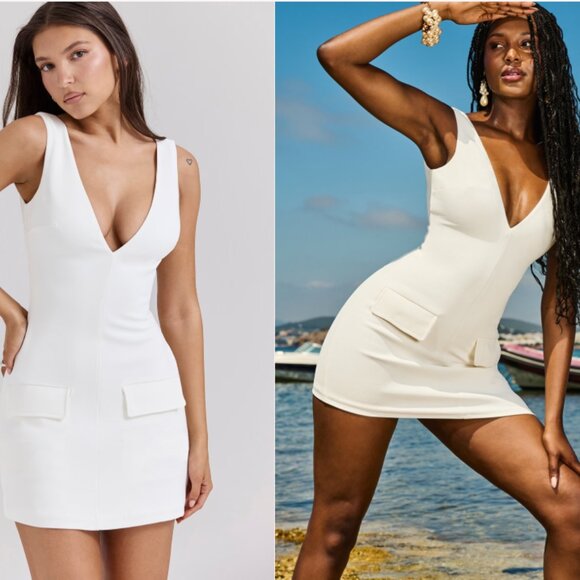 House of CB Dresses & Skirts - House of CB 'Olympia' White Plunge Mini Dress NWT